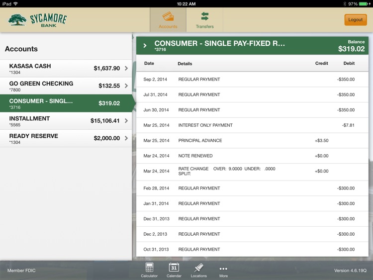 Sycamore Bank for iPad