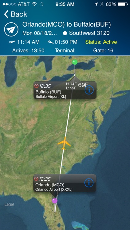 arriving flights buffalo
