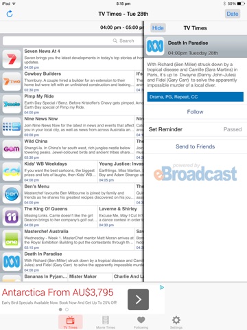 Australian TV Guide for iPad screenshot 3