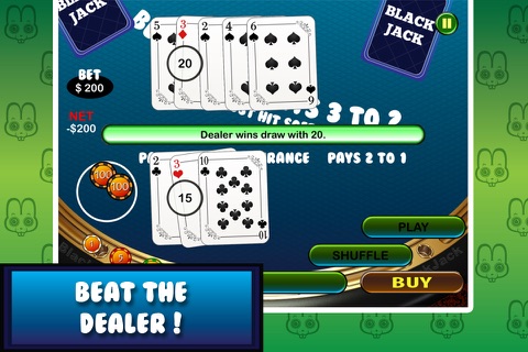 Black Jack Bunny – Mega 21 Las Vegas Card Game Pro! screenshot 3