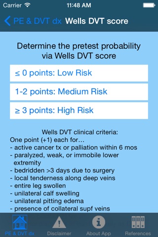 PE & DVT dx tool screenshot 2