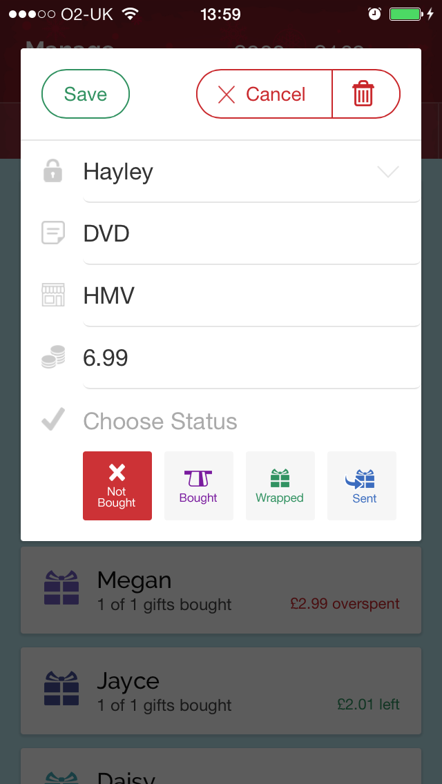 Manage Christmas - Christmas Gift List Manager