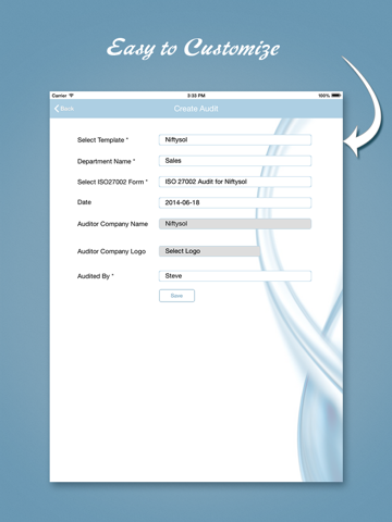 ISO 27002 audit app - náhled