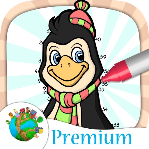 Connect the dots and color the drawings – for kids from age 3 - Premium icon