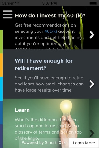Smart401k Calculator – Easy Advice for your 401k Retirement Investments screenshot 2