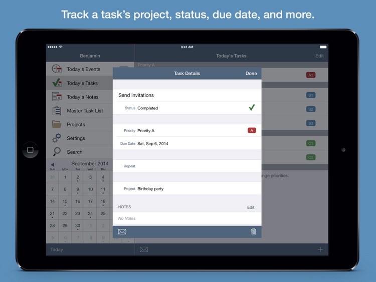 Benjamin – Task Manager and Calendar Inspired by Benjamin Franklin for iPad screenshot-3