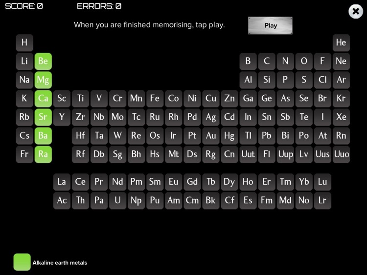 Periodic Table Memory Game