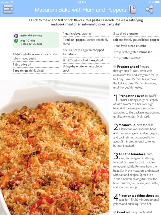 Easy Cookbook - Main and Side Dishes for iPad