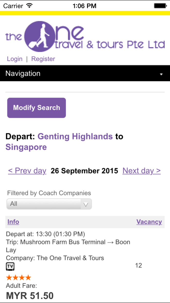 The One Travel Bus Ticket