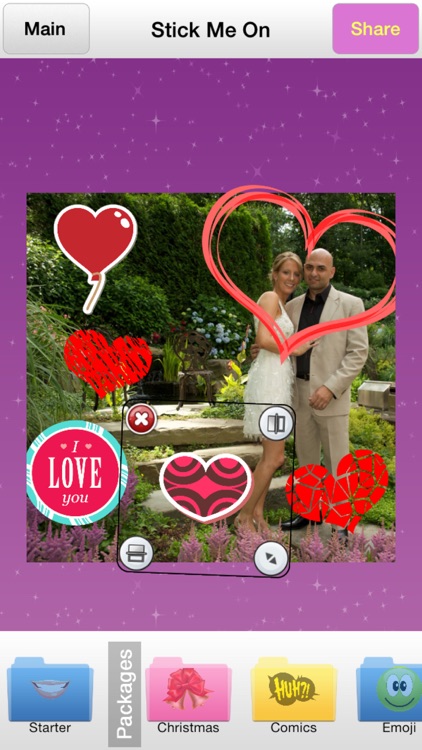 Stick Me On - Add Emoji Keyboard style stickers to your photo edits; hearts, masks, faces, mustache sticker for free