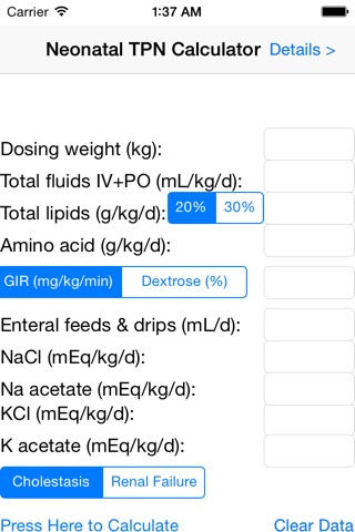 Neonatal TPN Calculator screenshot 2