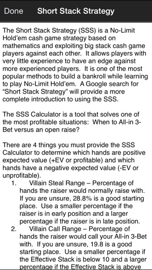 No-Limit Hold'em Short Stacking Strategy (SSS) Calculator(圖3)-速報App