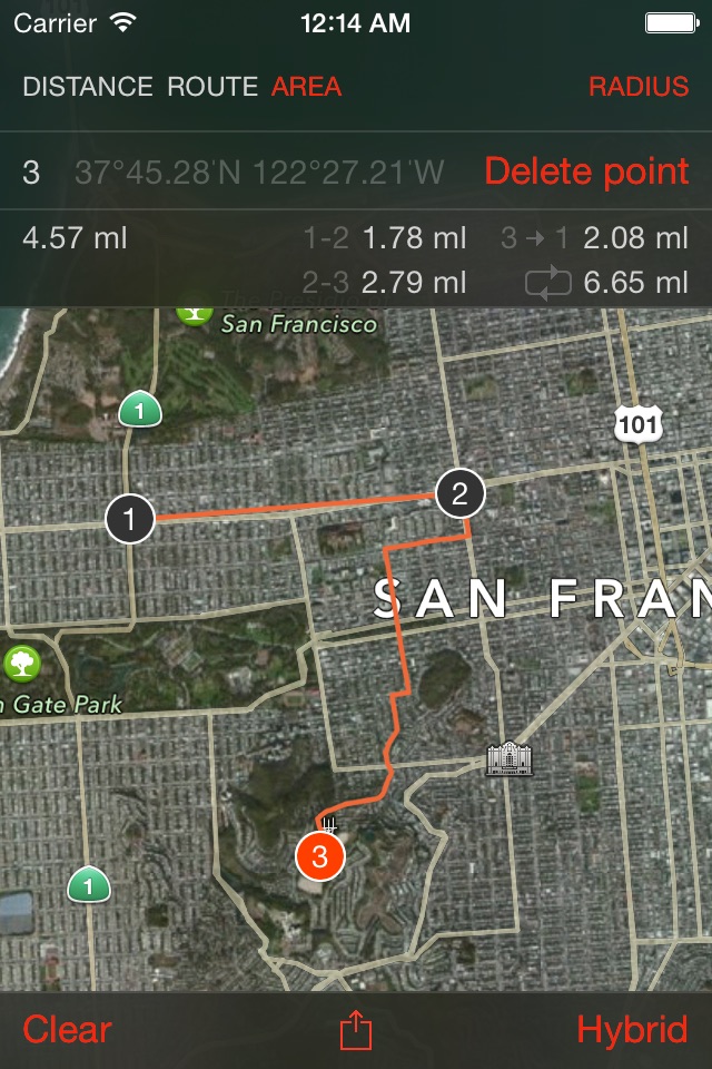 Map Tools - area, distance, radius and angle measurement screenshot 2