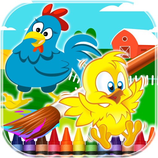 Hen Painted Coloring Book For Children icon