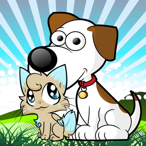 Kids Coloring Book Cute Cat And Dog