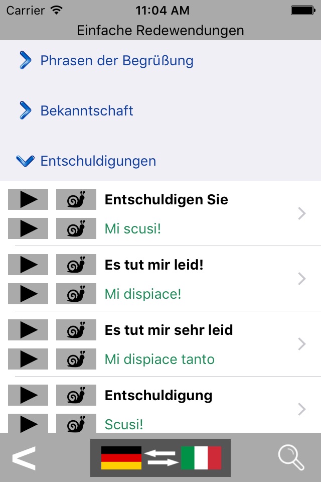 German / Italian Talking Phrasebook Translator Dictionary - Multiphrasebook screenshot 2