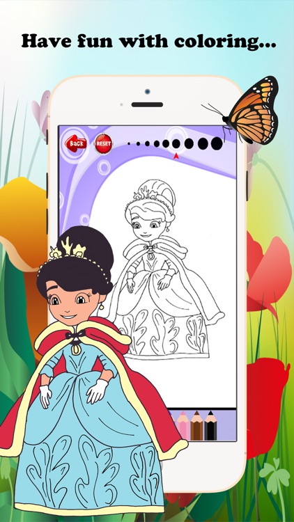 Princess Cartoon Paint and Coloring Book Learning Skill - Fun Games Free For Kids screenshot-3