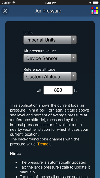 Air Pressure App screenshot1