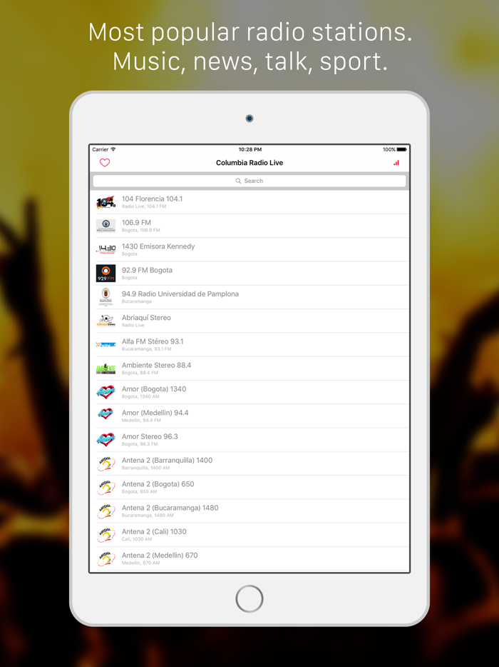 Colombia Live Radio FM Player  principales radios colombian