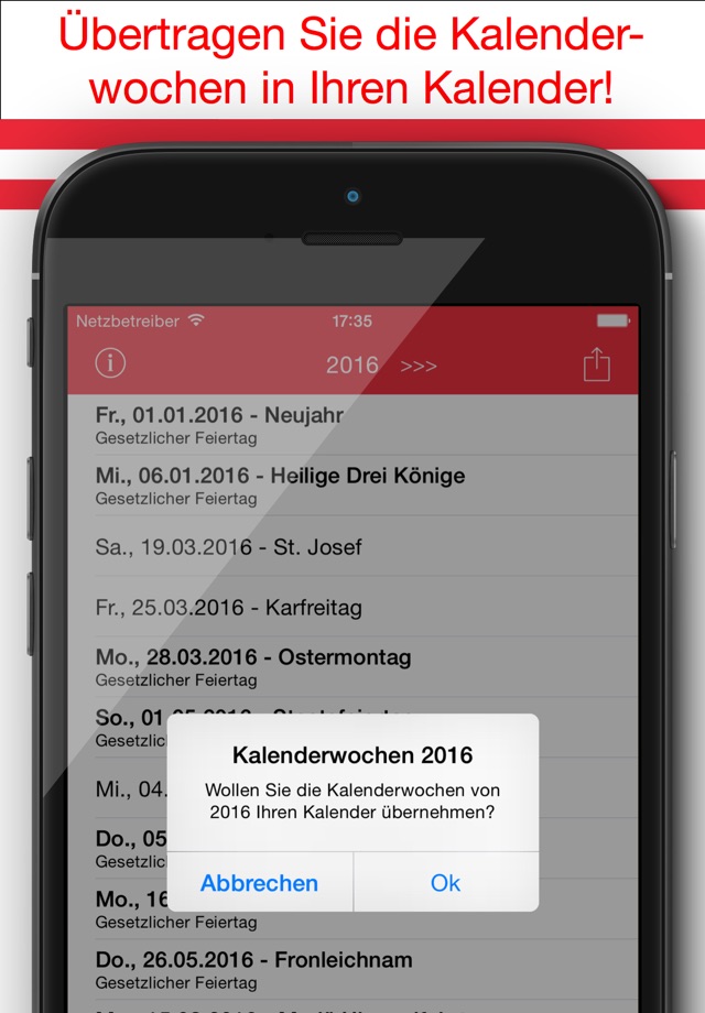 Feiertage Österreich Kalender & Kalenderwoche 2017 screenshot 4
