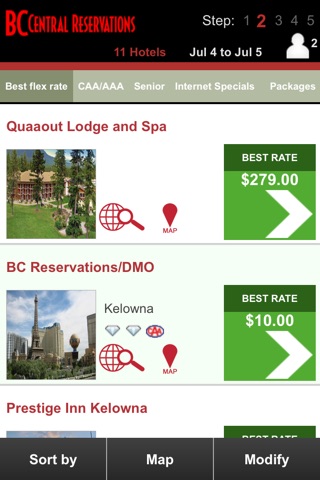 BC Central Reservations screenshot 2