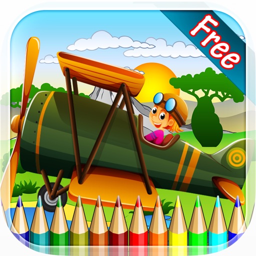 Planes Aircraft Coloring Book - All in 1 Vehicle Drawing and Painting Colorful for kids games free icon