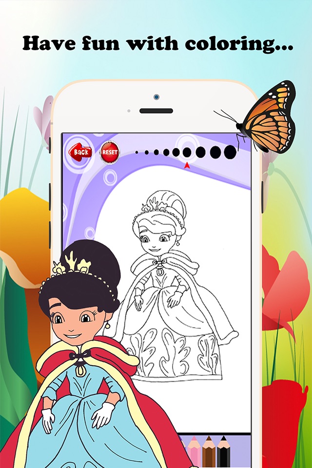 Princess Cartoon Paint and Coloring Book Learning Skill - Fun Games Free For Kids screenshot 4