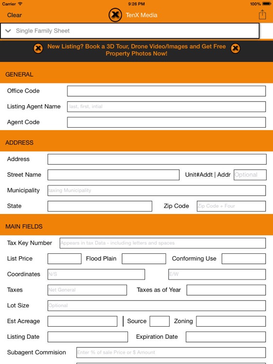 Listing Profile Sheet