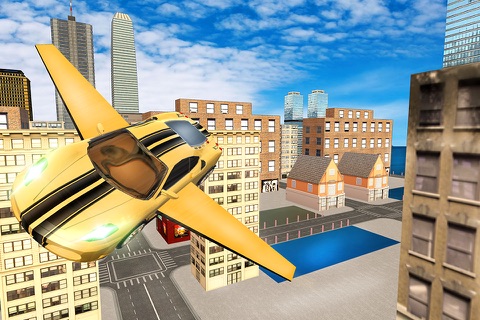 Futuristic Flying Car Drive 3D - Extreme Car Driving Simulator with Muscle Car & Airplane Flight Pilot FREE screenshot 4