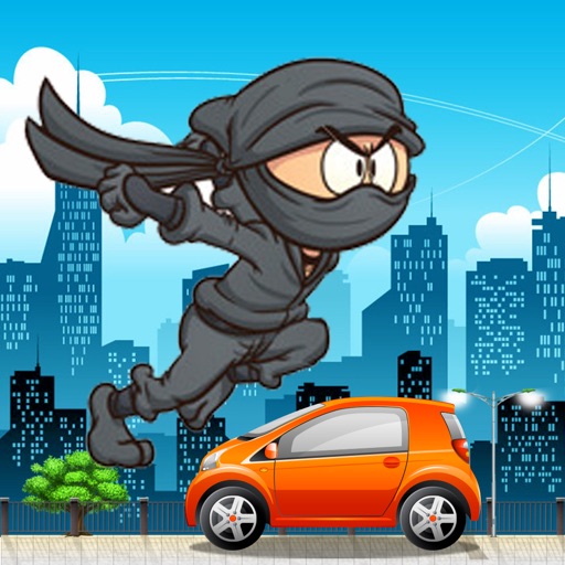 Ninja jump on the street icon