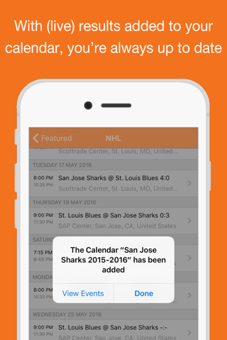 Hockey for iPhone Calendar screenshot 3