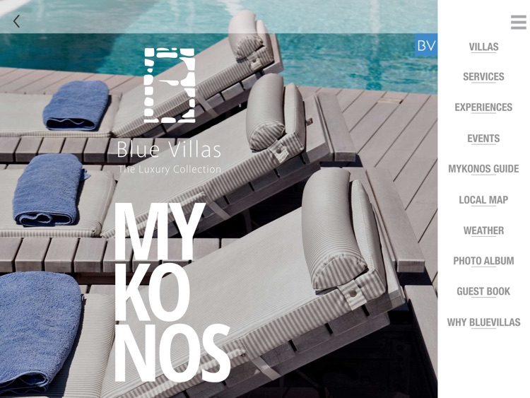 Blue Villas Collection Mykonos Santorini for iPad