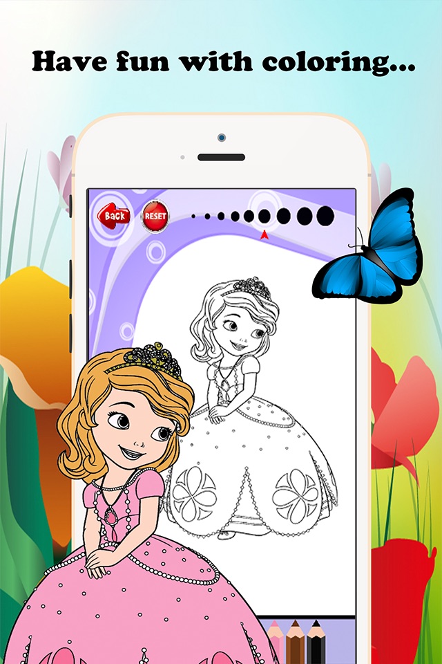 Princess Cartoon Paint and Coloring Book Learning Skill - Fun Games Free For Kids screenshot 3