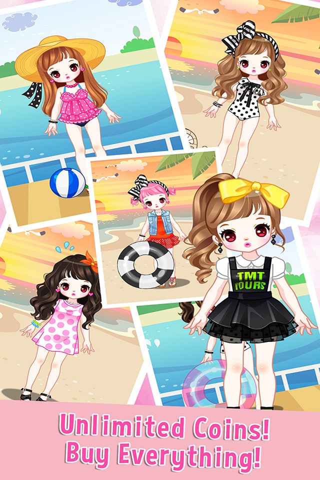 Sweet Summer Girl - Beach Dress Up,Anime Kids Game screenshot 2