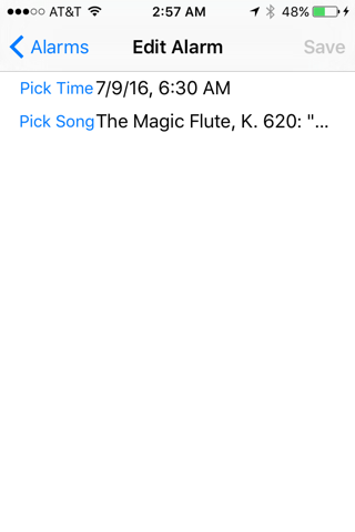 AlarmMusic iPhone App screenshot 2