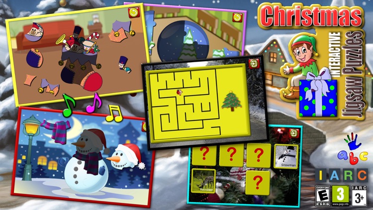 Kids Christmas Jigsaw Puzzle Shapes - educational game for preschool children 3+