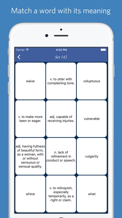 SAT word list - quiz, flashcard and match game screenshot-3