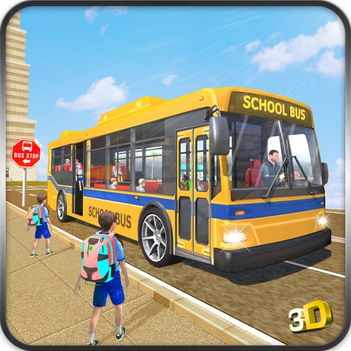 Schoolbus Coach Simulator 3D - City school bus driving duty to Pick & Drop kids iOS App