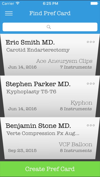 Preference Card® - Info for physicians in surgery