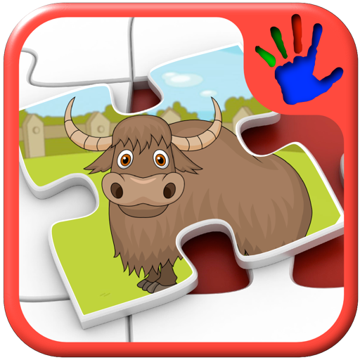 孩子们动物园动物拼图形状-教育幼儿游戏教匹配技能