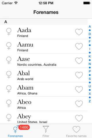 Names A-Z - The forename search with over 30.000 names for babies screenshot 2