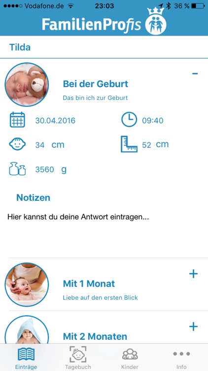 Babytagebuch. Schön, dass Du da bist.