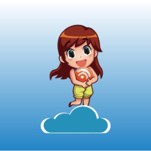 Jumping Girl - jumping to the cloud in the sky Icon