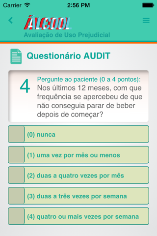 Álcool - Avaliação do Uso Prejudicial - TelessaúdeRS screenshot 2
