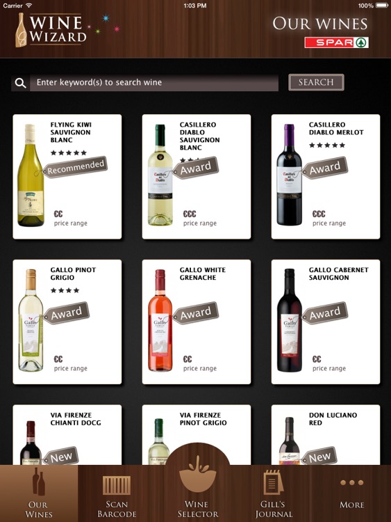 SPAR Wine Wizard for iPad