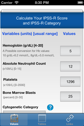 MDS IPSS-R Calculator - Advanced screenshot 2