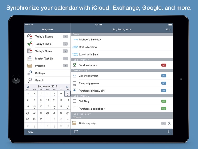 Benjamin – Task Manager and Calendar Inspired by Benjamin Franklin for iPad