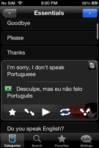 Lingopal Portuguese (Brazilian) LITE - talking phrasebook screenshot 2
