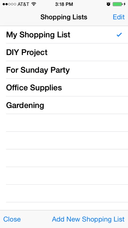 Shopping List。