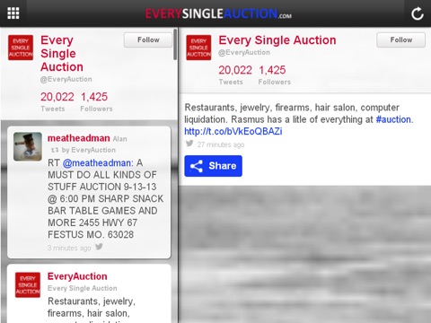 Screenshot of Every Single Auction